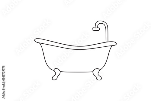 Bathtub continuous one line drawing minimalism design