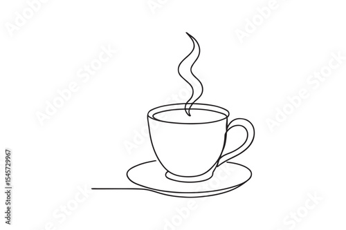 coffee cup continuous one line drawing minimalism design