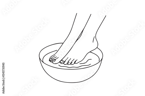 Foot spa continuous one line drawing minimalism design