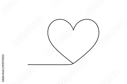 Heart shape continuous one line drawing minimalism design