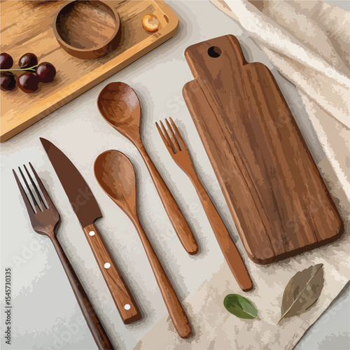 wooden kitchen utensils