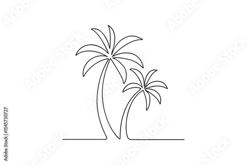 Palm trees continuous one line drawing minimalism design
