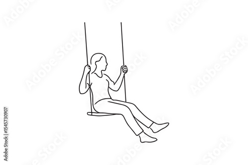 Person on swing continuous one line drawing minimalism design