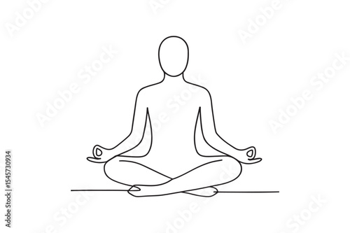 Person meditating continuous one line drawing minimalism design