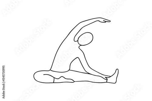Person stretching continuous one line drawing minimalism design