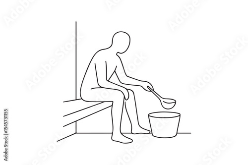 Sauna continuous one line drawing minimalism design