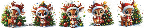 adorable cartoon reindeer Christmas set