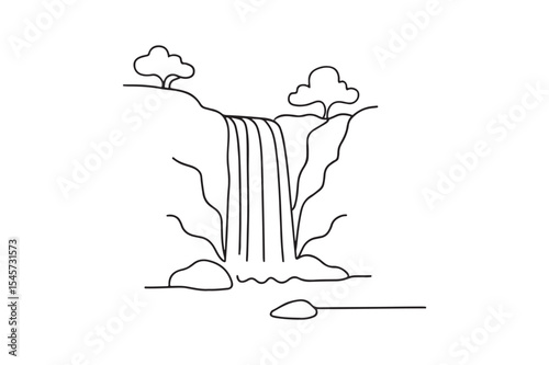 Waterfall continuous one line drawing minimalism design