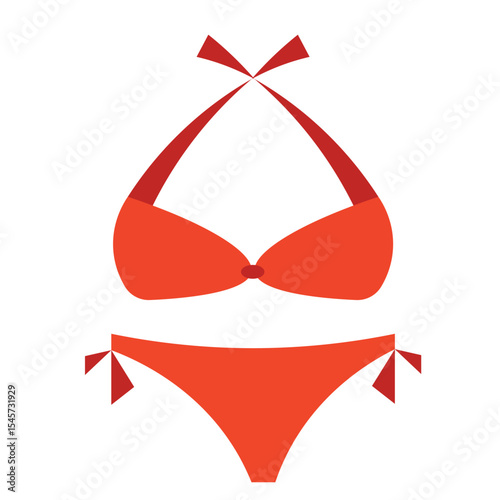 Women bikini flat vector illustration. Female stylish swimwear. Fashion swimsuit. summer bikini