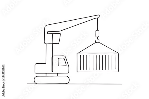 Crane loading container continuous one line drawing minimalism design