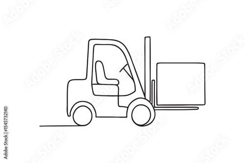 Delivery forklift continuous one line drawing minimalism design