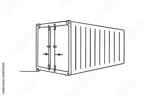 Shipping container continuous one line drawing minimalism design