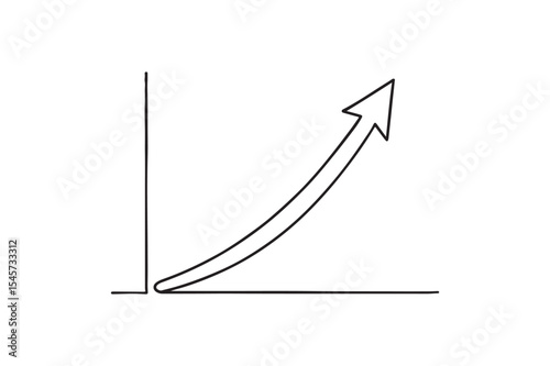 Upward growth arrow continuous one line drawing minimalism design