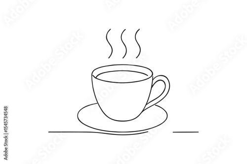 Hot Tea Cup continuous one line drawing minimalism design
