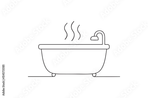 Steaming Bathtub continuous one line drawing minimalism design