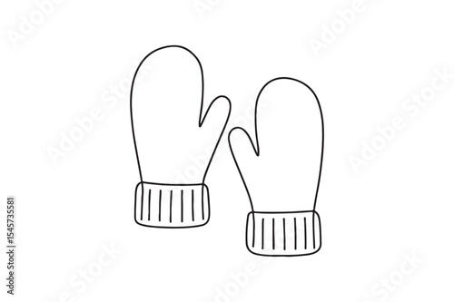 Winter Gloves continuous one line drawing minimalism design