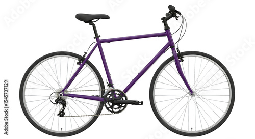 A vibrant purple bicycle stands poised, ready for an urban adventure or scenic trail ride.