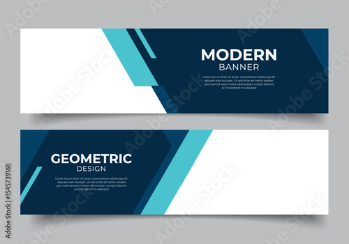 Abstract modern geometric shapes web banner for presentation or business template horizontal design background