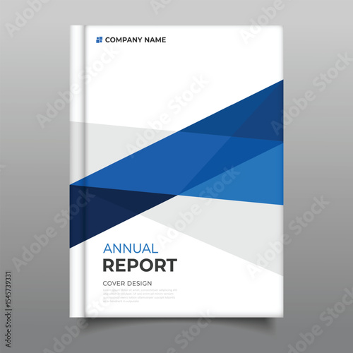 Blue corporate business annual report cover template flyer with geometric gradient design