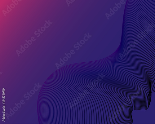 Abstract wavy lines in a gradient of purple and blue. The flowing lines create a sense of movement and depth