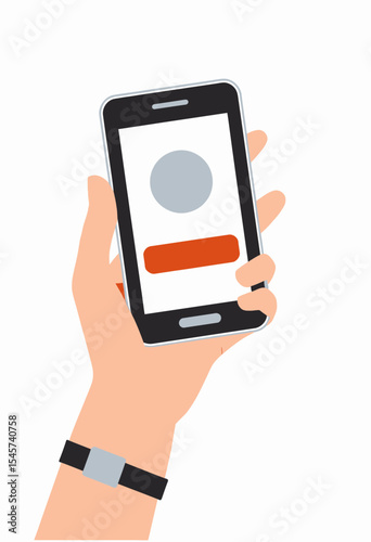 Hand holding smartphone with user interface on screen  