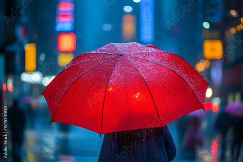 Wallpaper Mural Red umbrella in night city Torontodigital.ca