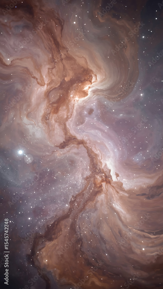 Fototapeta premium Galaxy background with a vertical planet amidst vibrant pink nebula, suitable for cosmic designs, space-themed projects, and futuristic concepts.