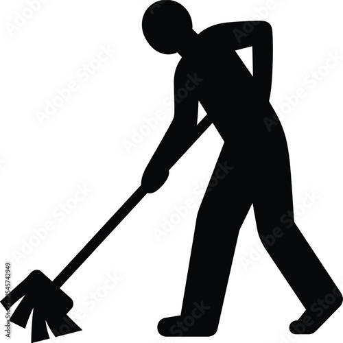 A silhouette of a person mopping with their hand on their back indicating possible back pain or strain
