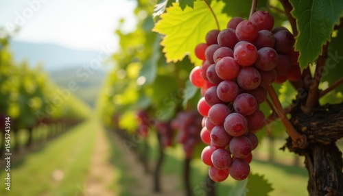 Wallpaper Mural A bunch of red grapes hanging from a vine in a vineyard. Torontodigital.ca
