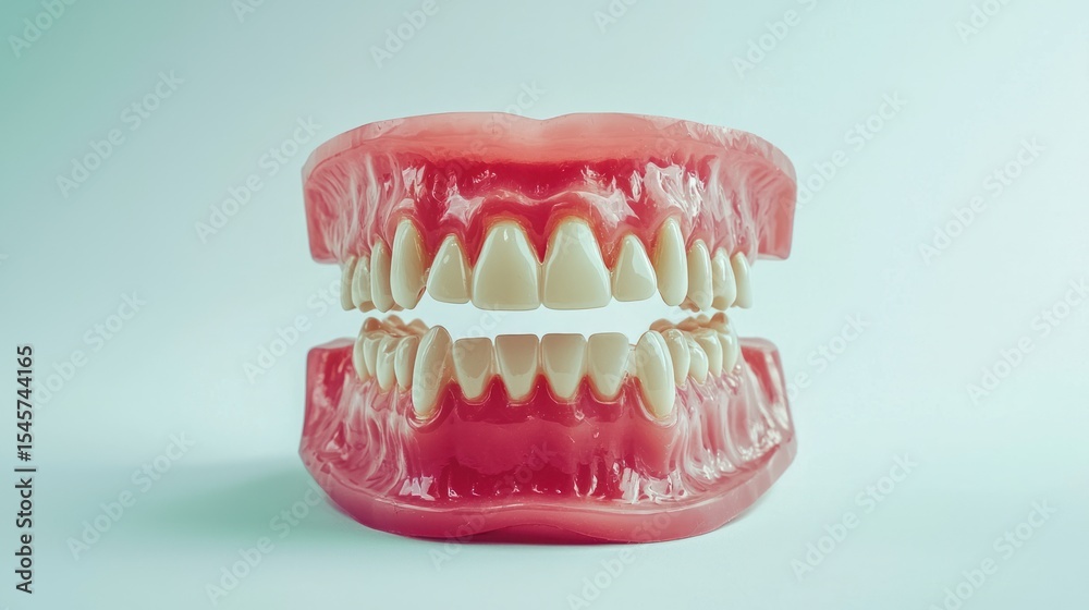Obraz premium A pair of red and green teeth on a pink background