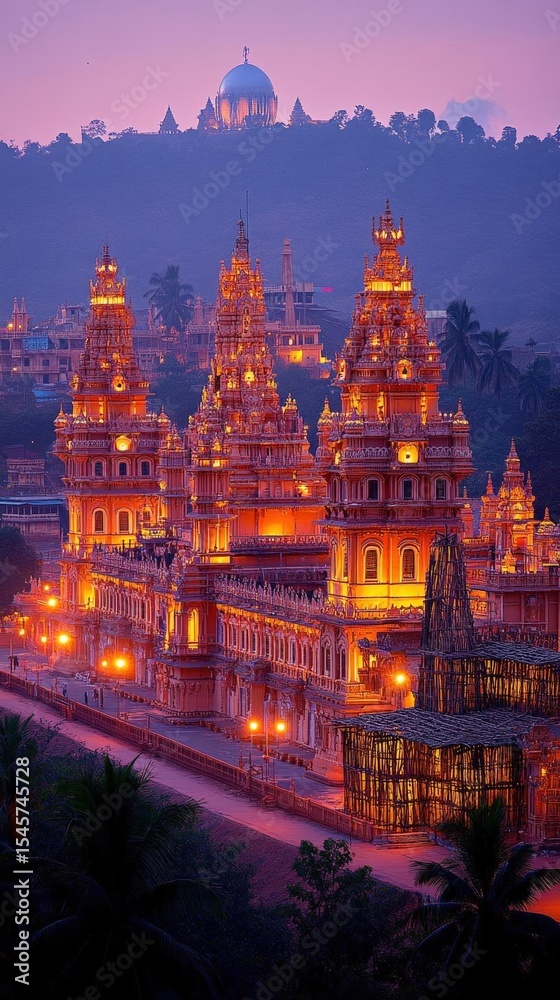 Fototapeta premium Illuminated Temples At Dusk