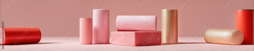 Obraz premium Dreamy Solar Battery Collection in Blush Pink with Soft Lighting Featuring Sealed Lead Acid Energy Storage for Versatile Power Solutions and Backup Systems