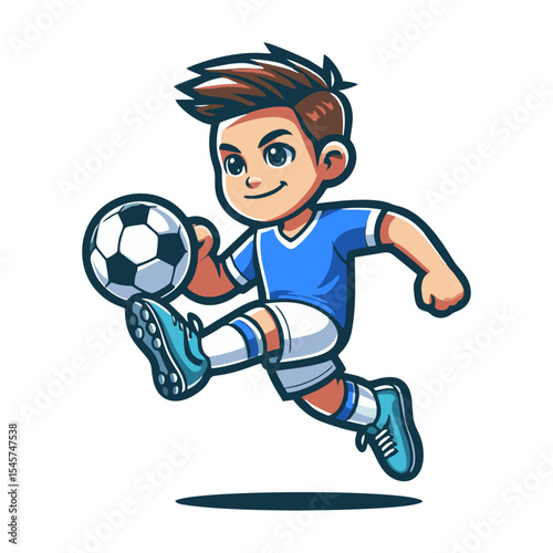Soccer Football kids mascot cartoon logo icon design