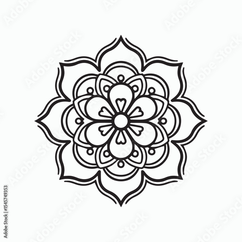 Coloring Page with Heart Flower Mandala
