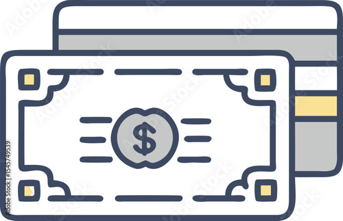 Cash and credit card icon payment finance money transaction