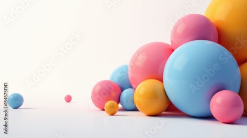 A Cluster of Pastel-Colored Spheres Arranged on a White Surface, Representing Abstract Concepts of Unity, Harmony, and Playful Design