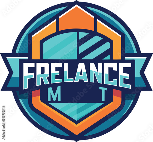 Modern freelance team logo design with blue and orange