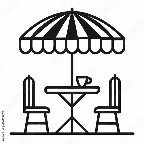 table and umbrellas