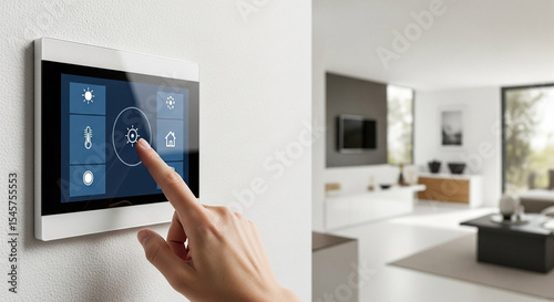 Smart home control panel on wall.
