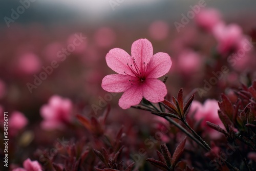 A pink flower in the middle of a field of pink flowers