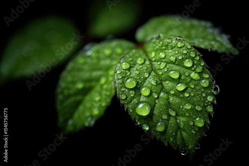 A green leaf with water droplets on it
