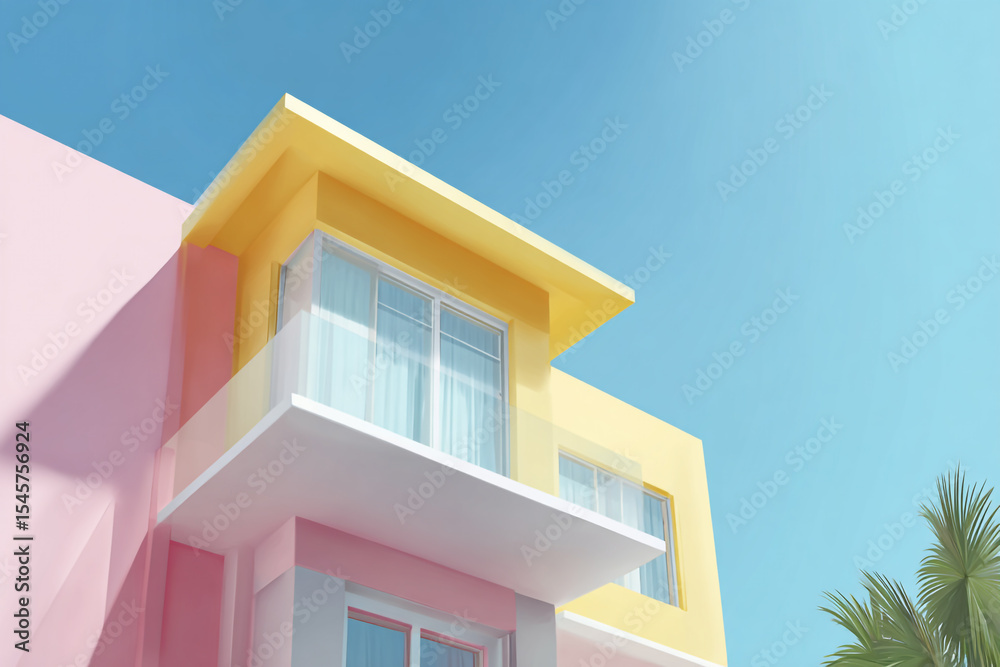 Exterior of a modern house featuring a prominent yellow angled roof, white walls, and expansive windows against a soft-focus sky. Exterior of a modern house featuring a prominent yellow angled roof, white walls, and expansive windows against a soft-focus sky.