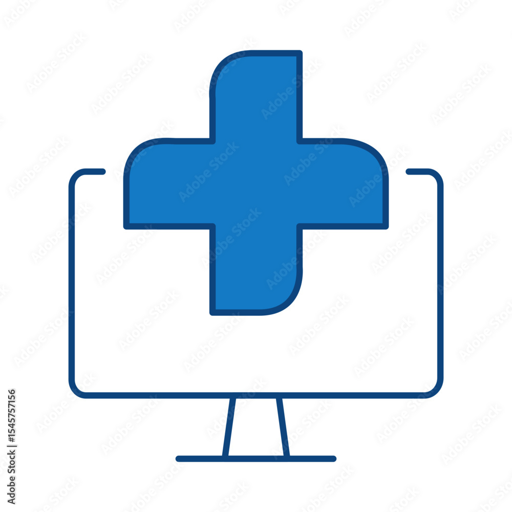 Fototapeta premium Monitor Blue Line Editable Stroke Icon. PC, Computer Functions, Settings, Technology, Security, Shopping, Wallet, Marketing, Promotion, Communication Vector Illustration.