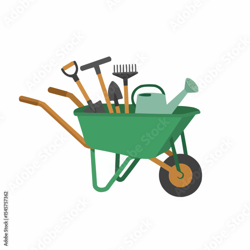 Gardening tools set in flat design vector illustration isolated on white background