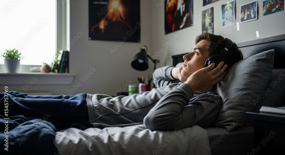 Fototapeta premium Man relaxing on sofa, watching TV at home.