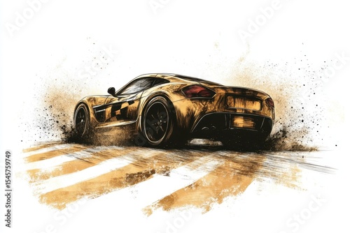 Dynamic racing car leaving tire marks on a sandy track during a thrilling motorsport event held in an outdoor venue under bright daylight
