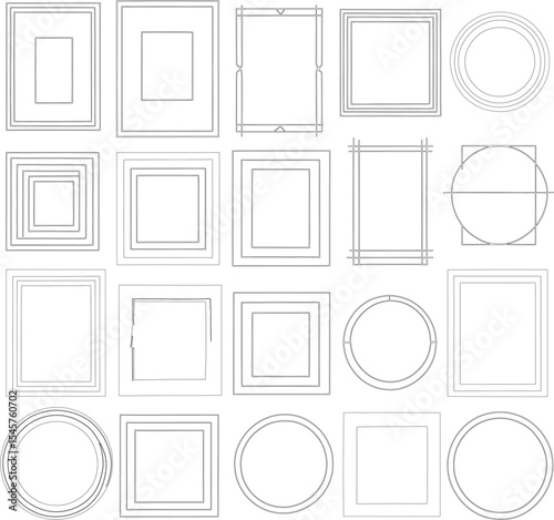 Collection of Simple Geometric Frame Borders Square, Rectangle, and Circle Shapes