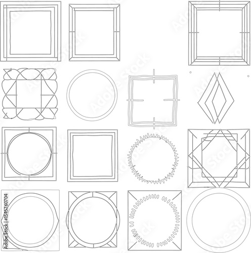 Geometric Frame Templates Square, Circle, and Diamond Shapes for Design Projects