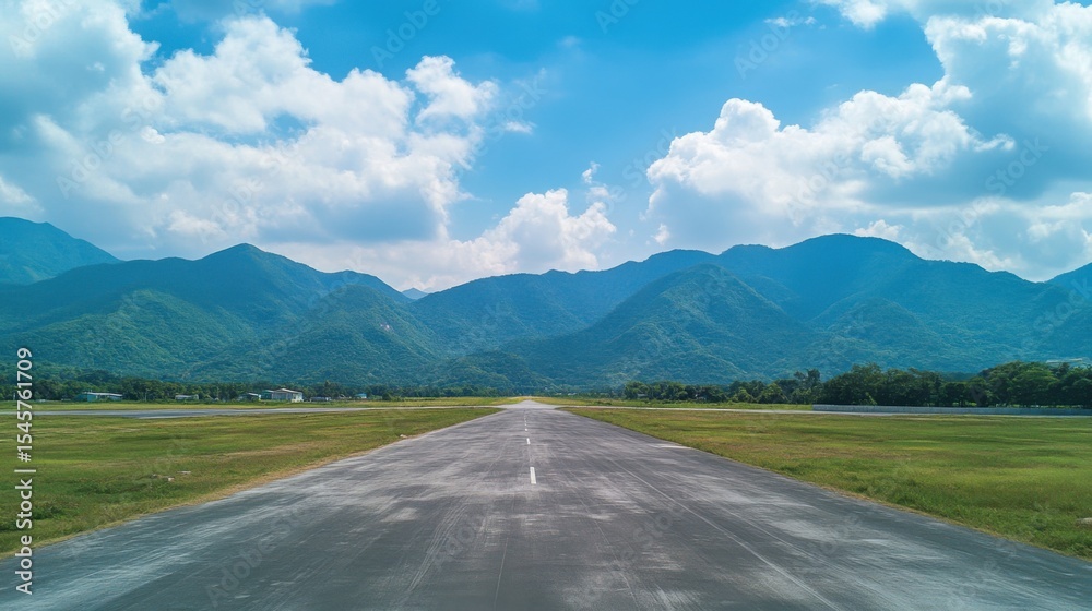 Naklejka premium Runway to the Mountains