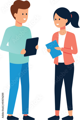 Female Manager Discussing Ideas With Male Intern